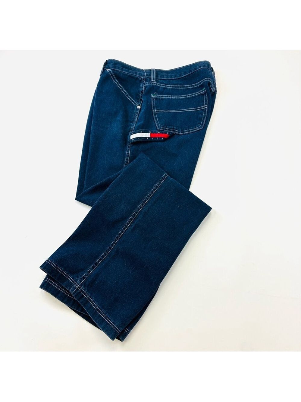 90s Vintage Hilfiger men denim carpenter jeans Size 32in Inseam 31.5in
